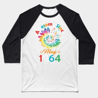 Funny Birthday Quote, Awesome Since May 1964, Retro Birthday Baseball T-Shirt